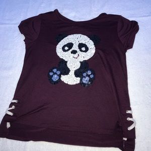 Btween maroon panda shirt with sequence